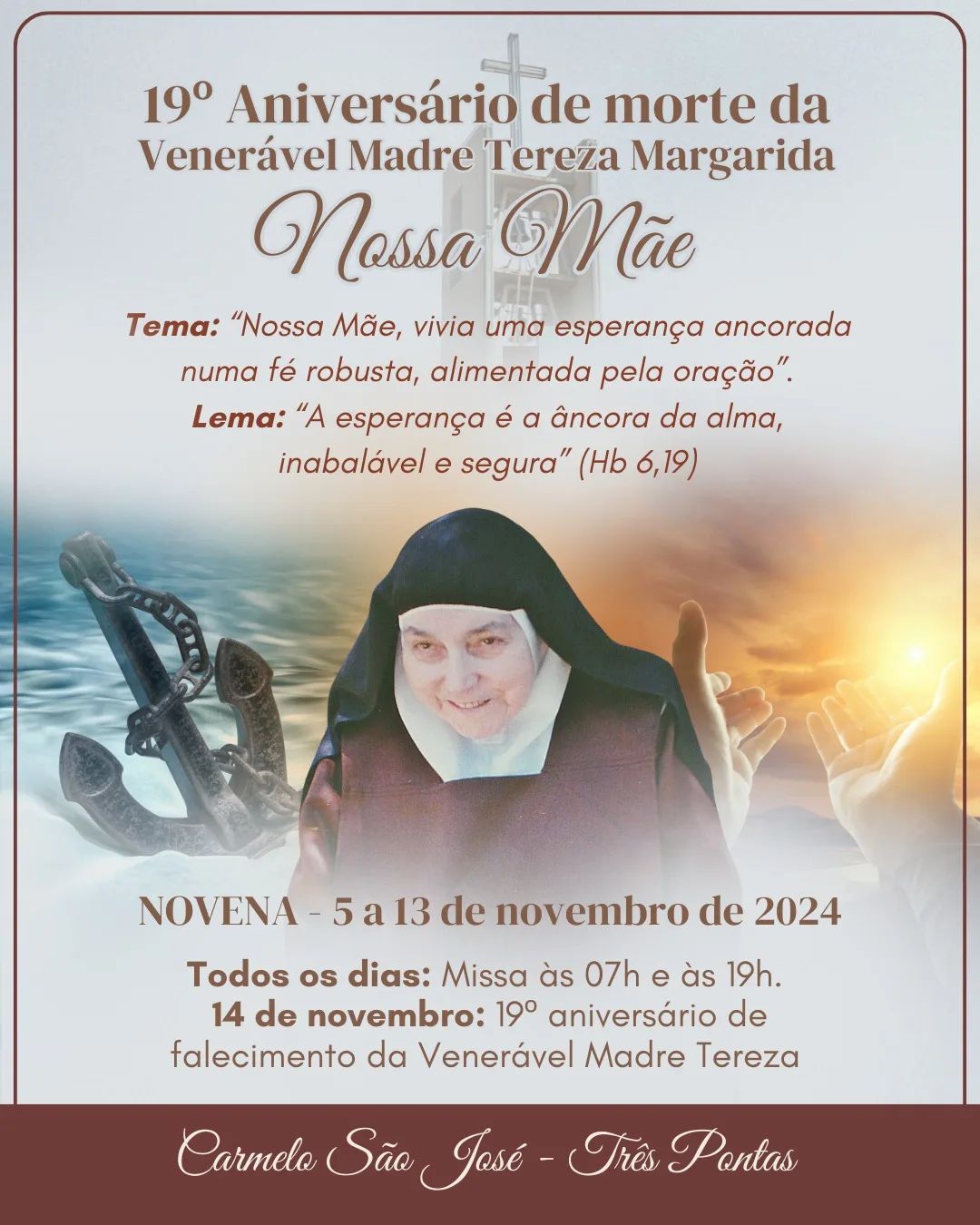 Carmelo São José realiza novena em memória da venerável “Nossa Mãe” no 19º Ano de Seu Falecimento