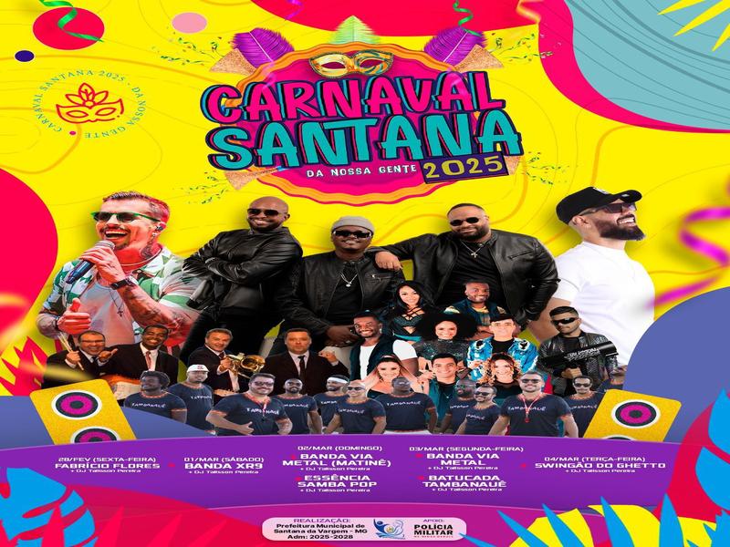 Carnaval de Santana da Vargem: programação foi divulgada com matinês e shows na praça