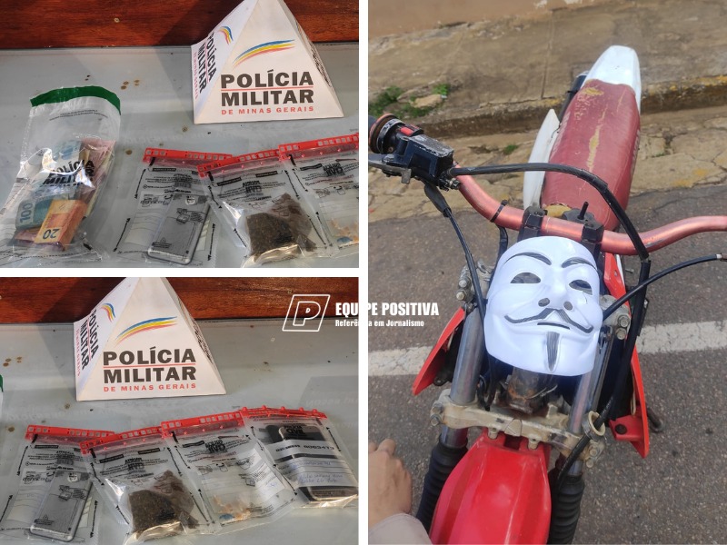 Menor usava moto adulterada e máscara para entregar drogas em Três Pontas