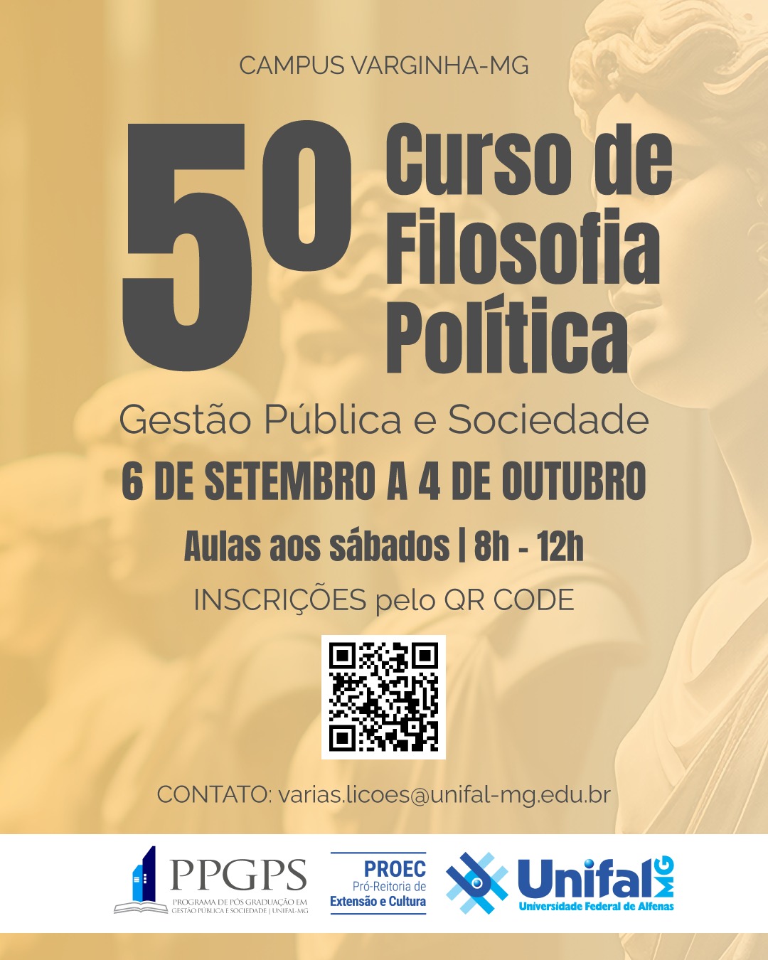 Projeto de Extensão da Unifal abre inscrições para o Curso de Filosofia Política