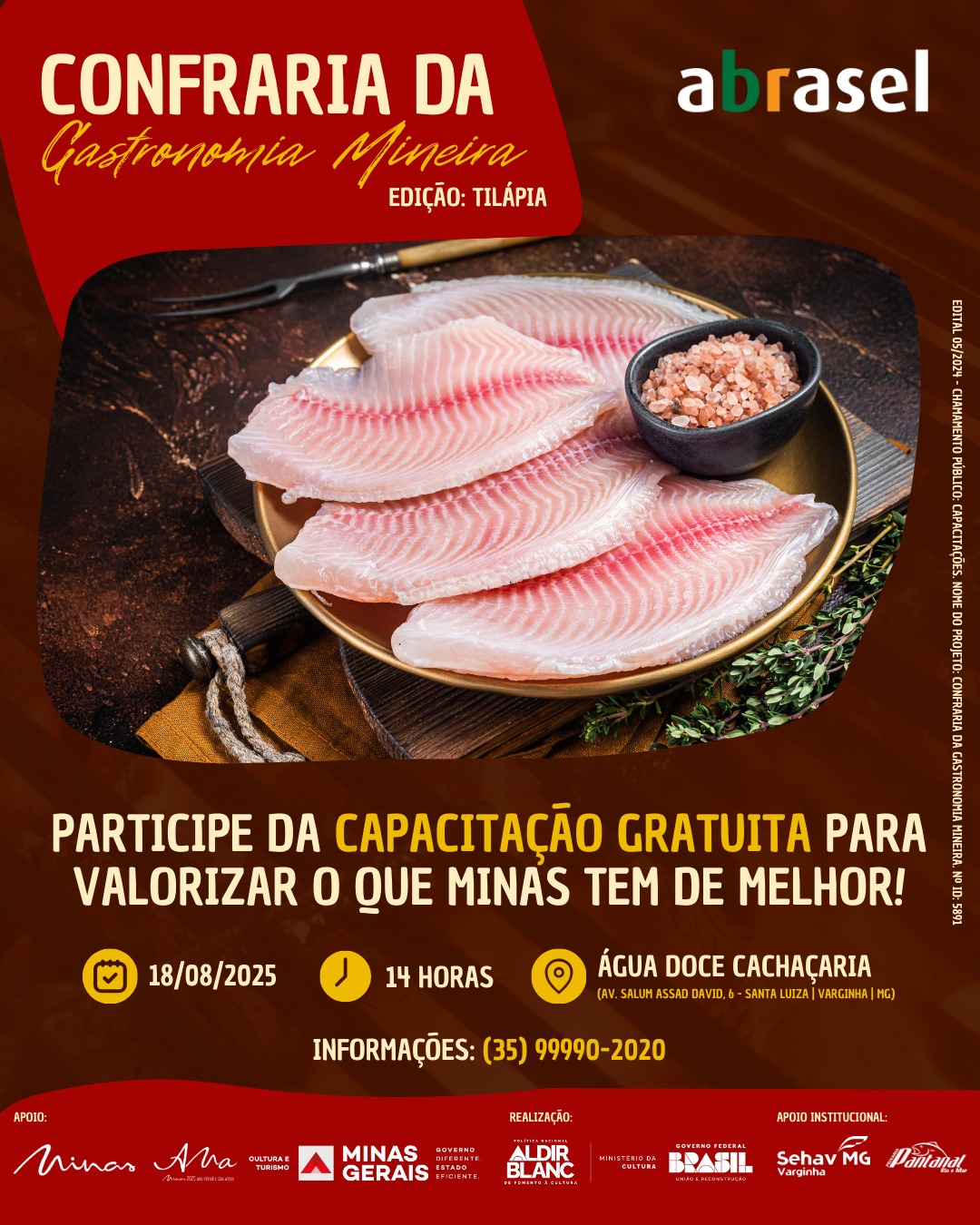 Últimas inscrições: Confraria da Gastronomia Mineira promove capacitação gratuita sobre a tilápia