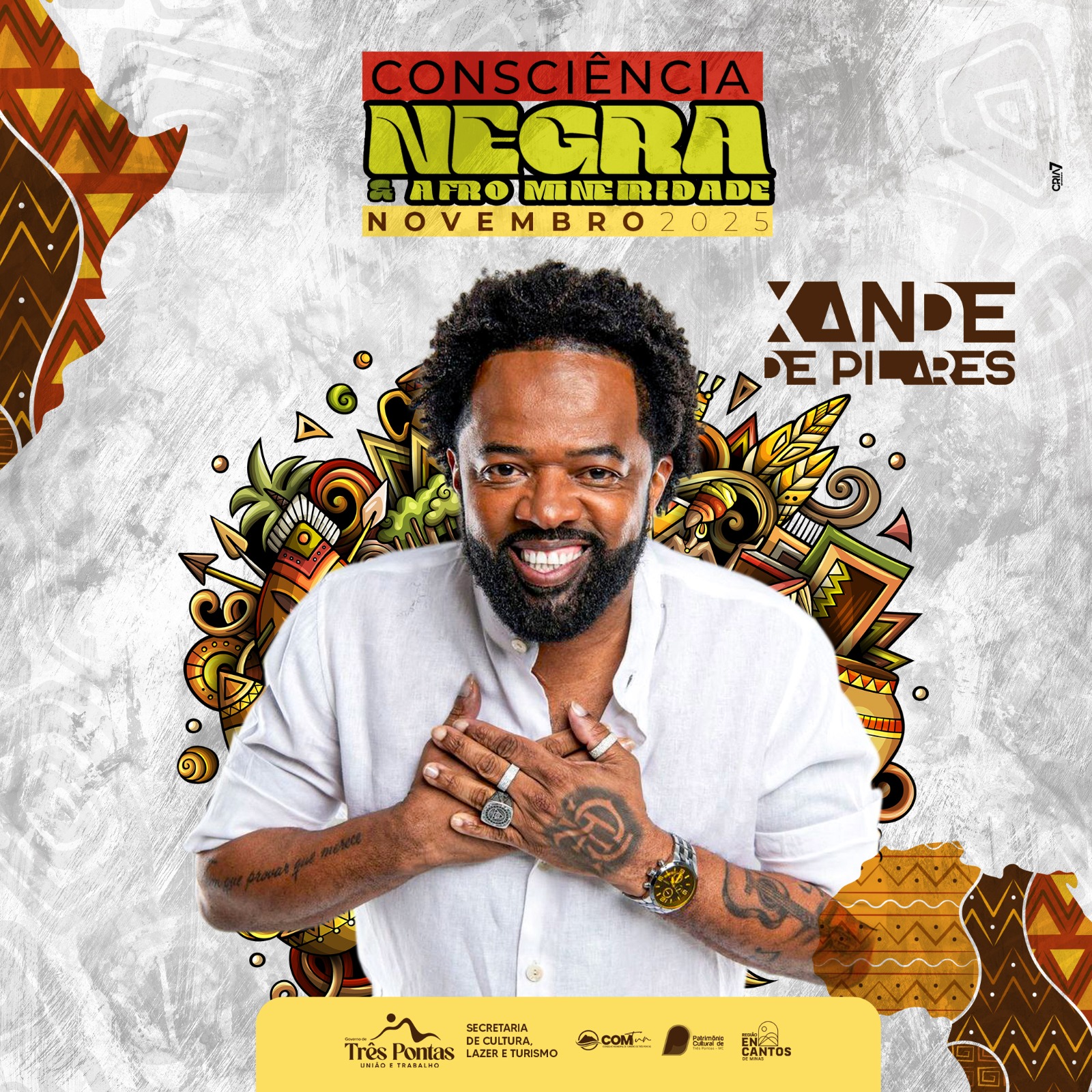 Prefeitura anuncia: Xande de Pilares canta em Três Pontas no Dia da Consciência Negra