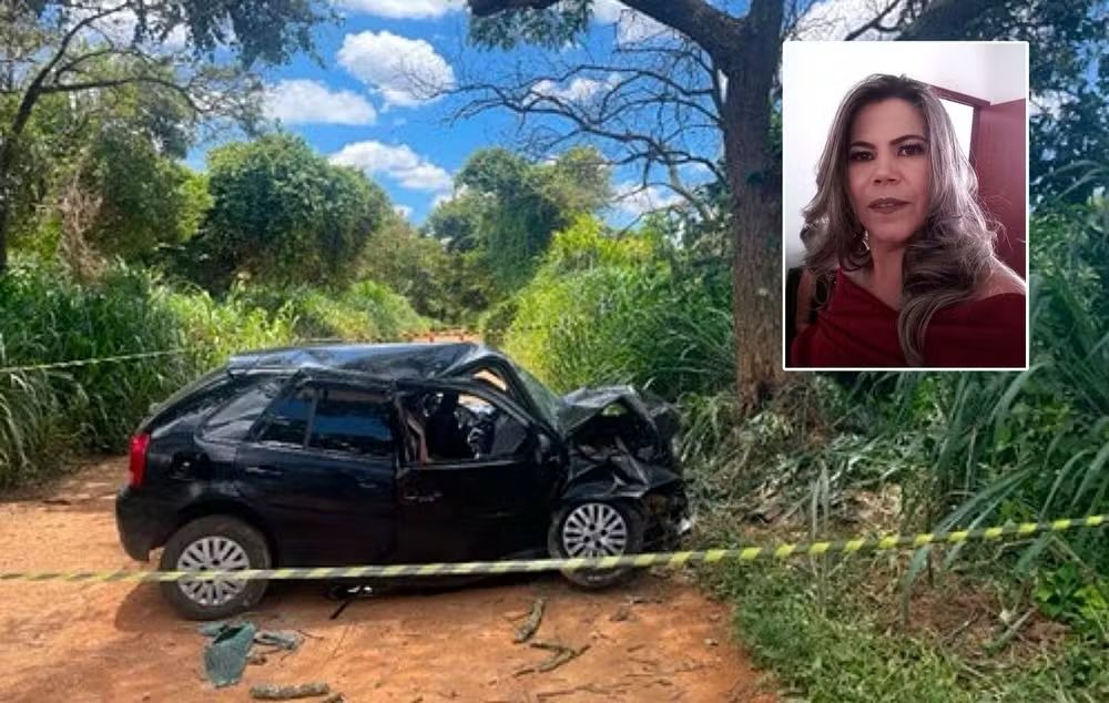 Mulher morre após bater o carro de frente com árvore na zona rural de Carmo do Rio Claro