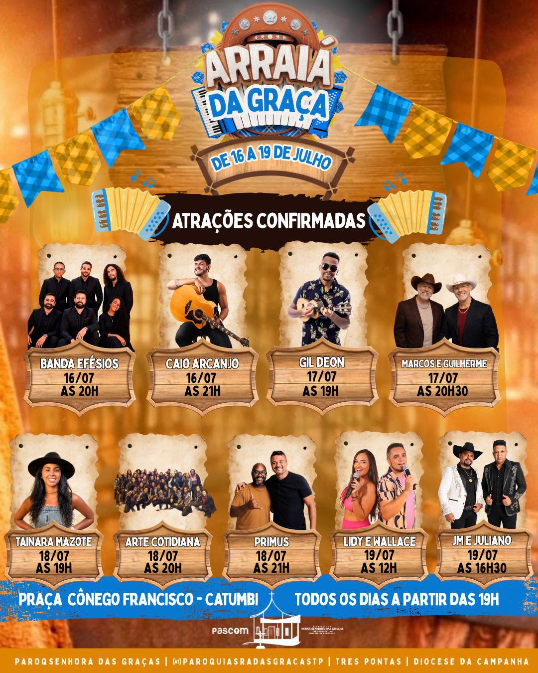 Arraiá da Graça segue até domingo com shows e programação na Praça do Catumbi