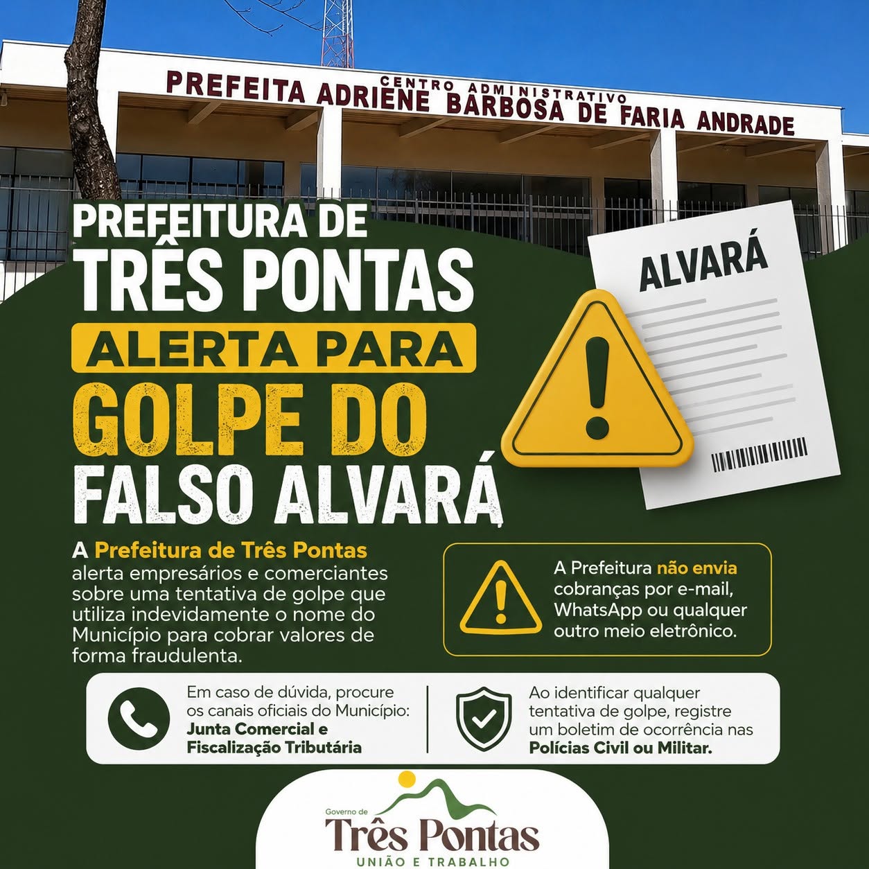 Prefeitura alerta sobre golpe do falso alvará