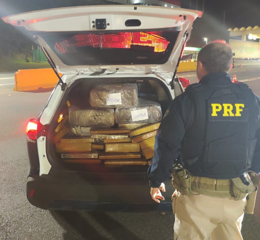 PRF apreende 239 quilos de maconha escondidos em caminhonete com mudança na Fernão Dias