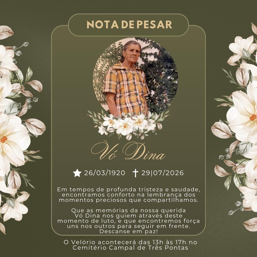 NOTA DE FALECIMENTO quarta-feira 29 de julho