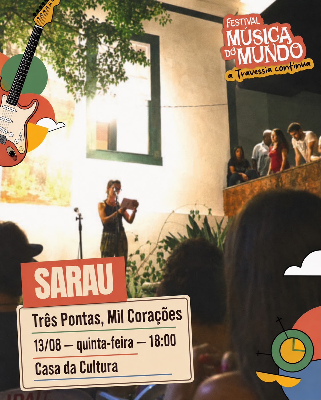Sarau “Três Pontas, Mil Corações” reúne música, poesia e diferentes gerações no Festival Música do Mundo